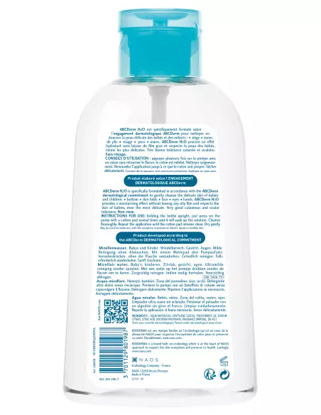 H2O Abcderm  Flacon pompe inversée 1 litre