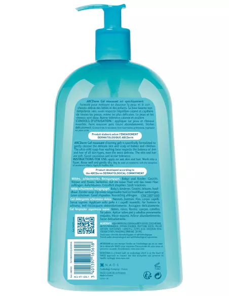 Moussant Abcderm  Flacon pompe 1 litre