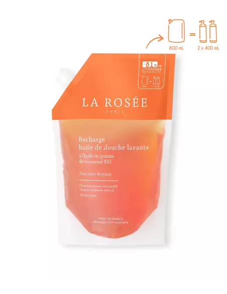 ECORECHARGE HUILE DE DOUCHE LAVANTE A L'HUILE DE GRAINES DE TOURNESOL BIO 800ML